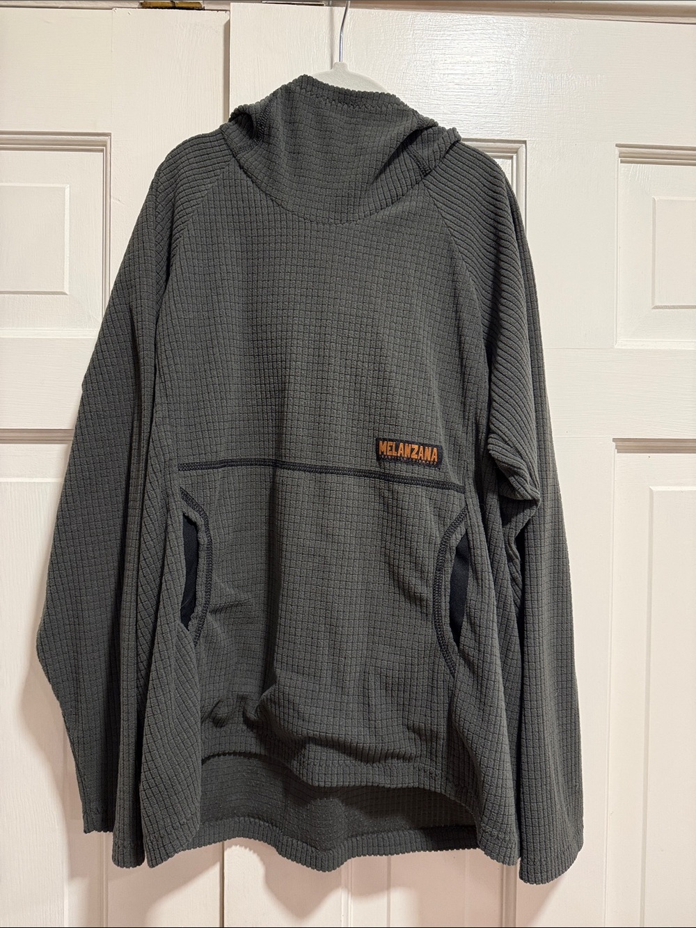 Melanzana Hooded Waffle Pullover - Charcoal Gray